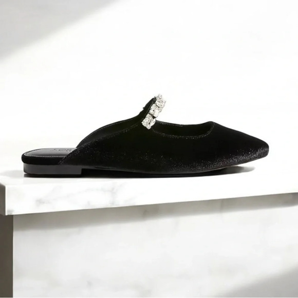 🆕J. Crew Velvet Rhinestone Mules - Picture 2 of 13